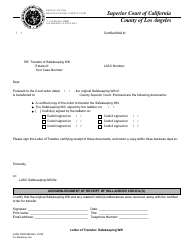 Document preview: Form PRO066 Letter of Transfer: Safekeeping Will - County of Los Angeles, California