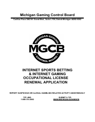 Form MGCB-LC-3315 Internet Sports Betting &amp; Internet Gaming Occupational License Renewal Application - Michigan
