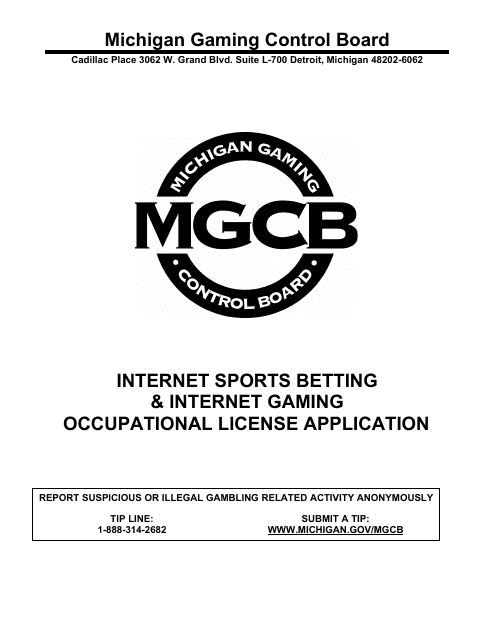Form MGCB-LC-3312 Internet Sports Betting &amp; Internet Gaming Occupational License Application - Michigan