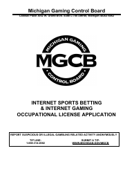 Form MGCB-LC-3312 Internet Sports Betting &amp; Internet Gaming Occupational License Application - Michigan