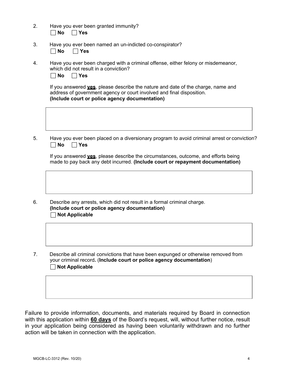 Form MGCB-LC-3312 Internet Sports Betting  Internet Gaming Occupational License Application - Michigan, Page 4