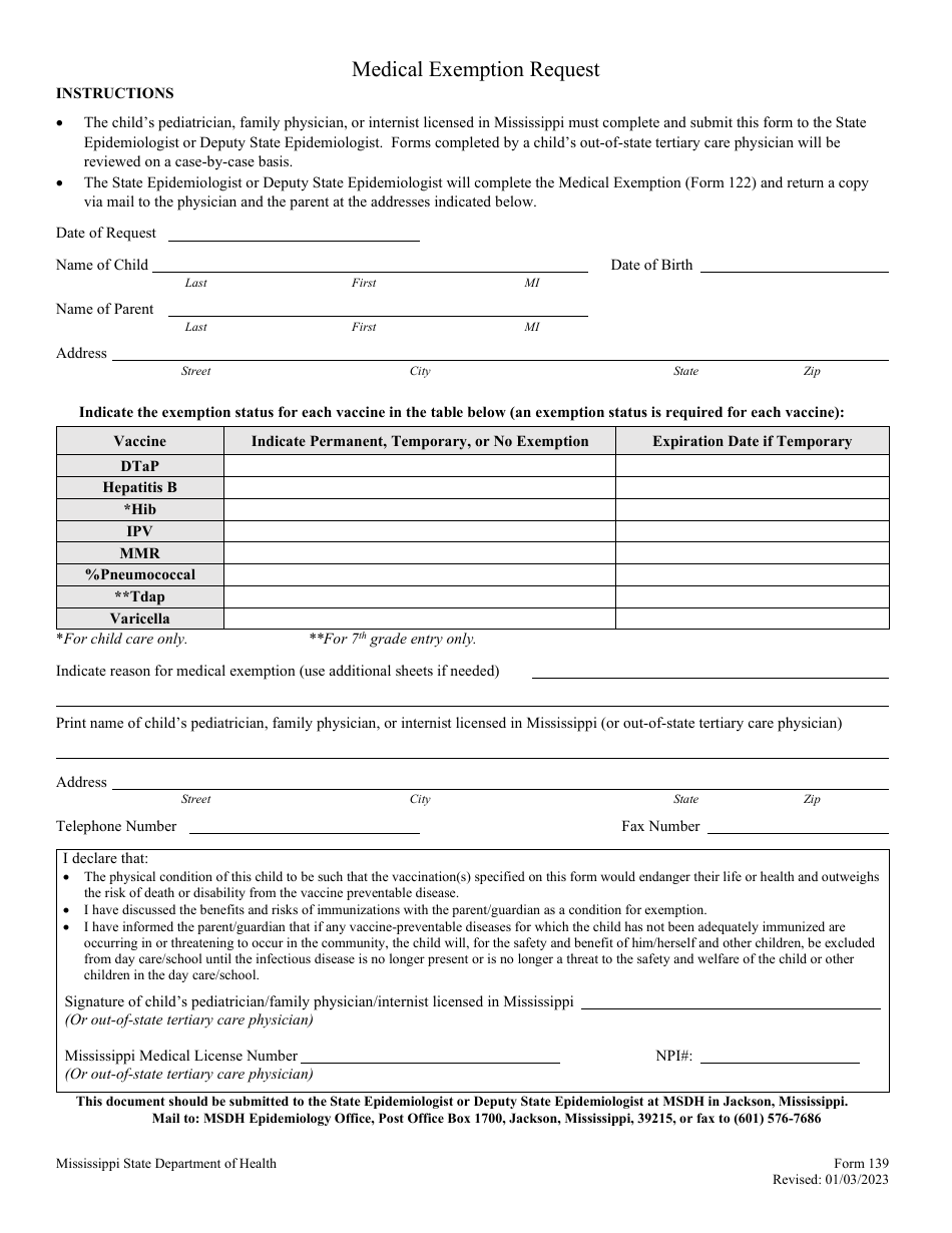 Form 139 Fill Out Sign Online And Download Fillable Pdf Mississippi Templateroller 7354