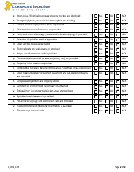 Form V_001_CHK High-Rise Inspection Checklist - City of Philadelphia, Pennsylvania, Page 2