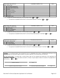 Maritime Fire Service Operator Application for Certification - Oregon, Page 2
