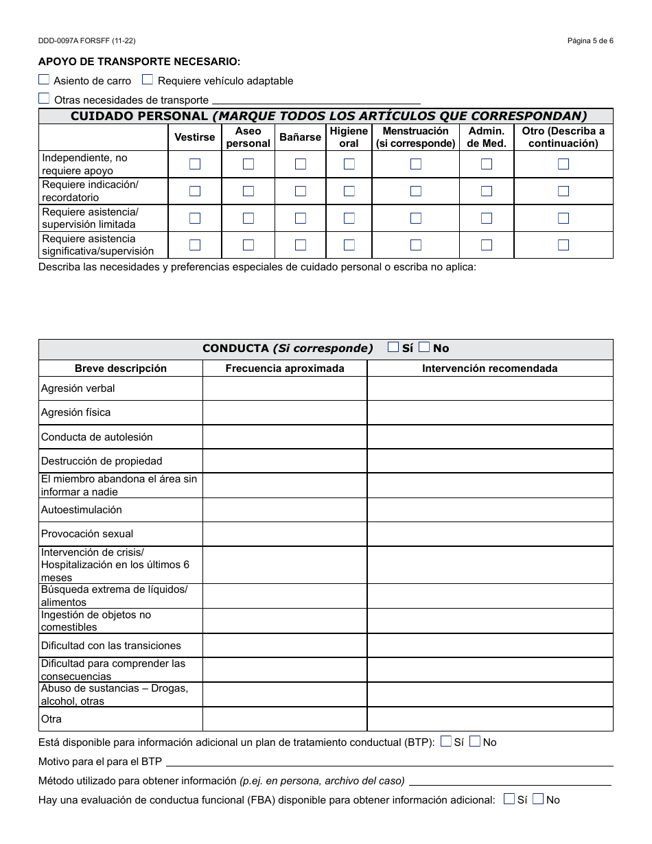 Formulario DDD-0097A-S Orientacion Del Proveedor Previa Al Servicio - Arizona (Spanish), Page 5