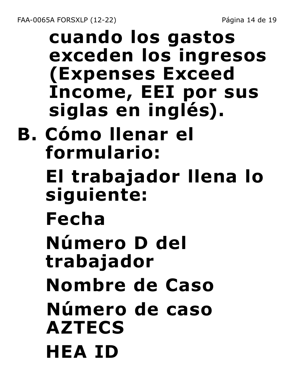 Formulario FAA-0065A-SXLP Verificacion De Situacion De Residencia / Direccion Residencial (Letra Extra Grande) - Arizona (Spanish), Page 14