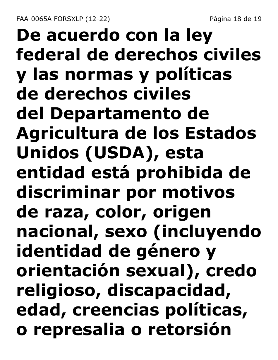 Formulario FAA-0065A-SXLP Verificacion De Situacion De Residencia / Direccion Residencial (Letra Extra Grande) - Arizona (Spanish), Page 18