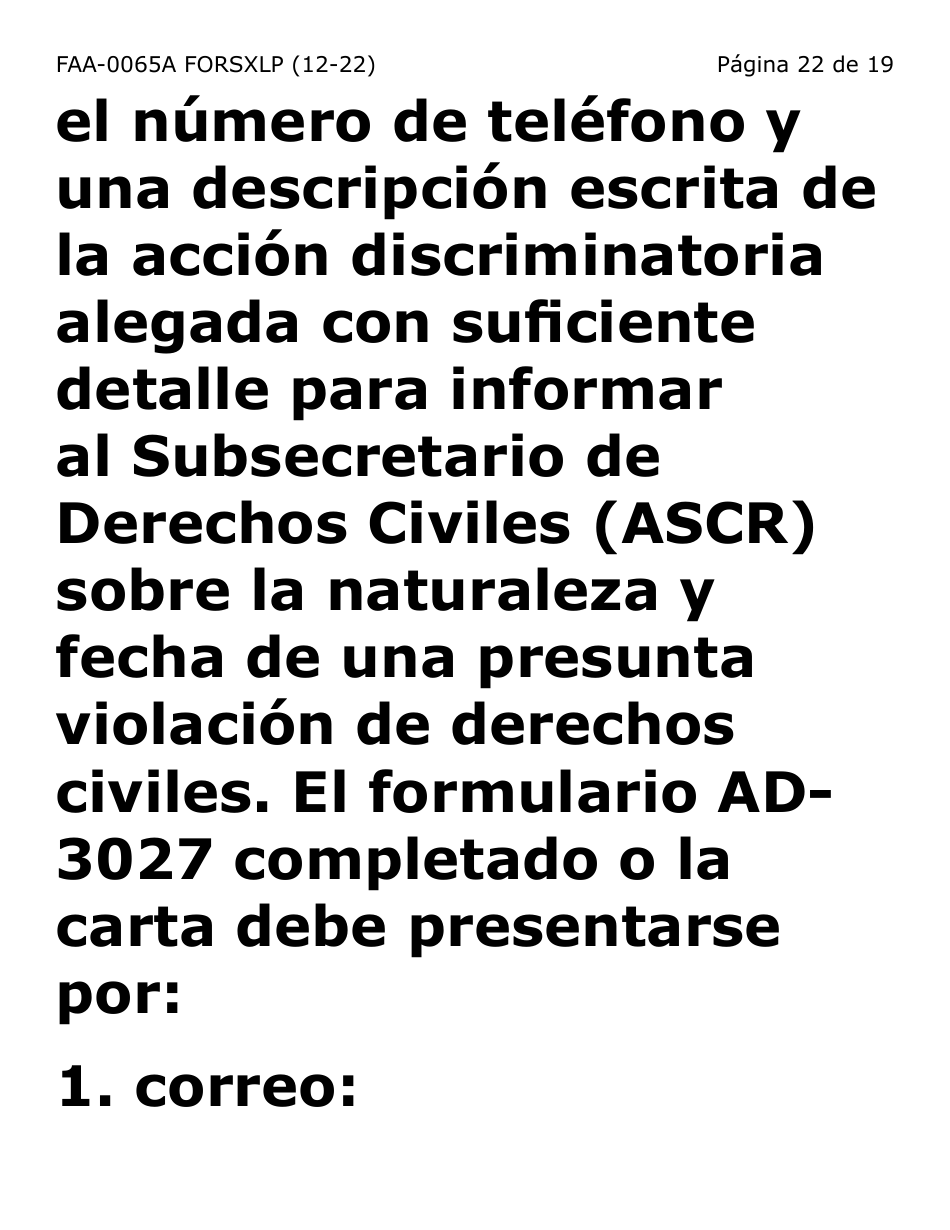 Formulario FAA-0065A-SXLP Verificacion De Situacion De Residencia / Direccion Residencial (Letra Extra Grande) - Arizona (Spanish), Page 22