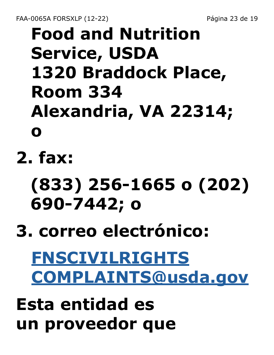 Formulario FAA-0065A-SXLP Verificacion De Situacion De Residencia / Direccion Residencial (Letra Extra Grande) - Arizona (Spanish), Page 23