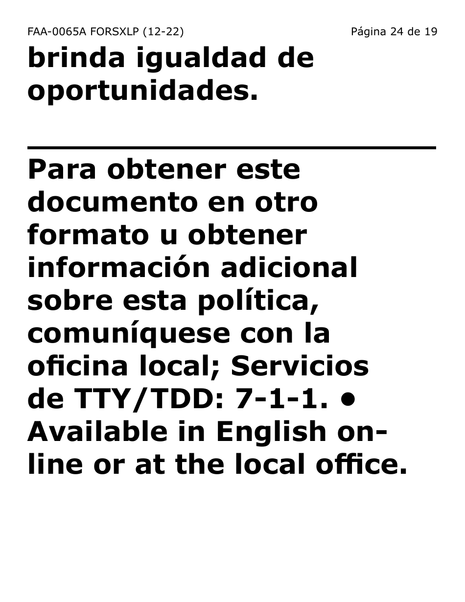 Formulario FAA-0065A-SXLP Verificacion De Situacion De Residencia / Direccion Residencial (Letra Extra Grande) - Arizona (Spanish), Page 24