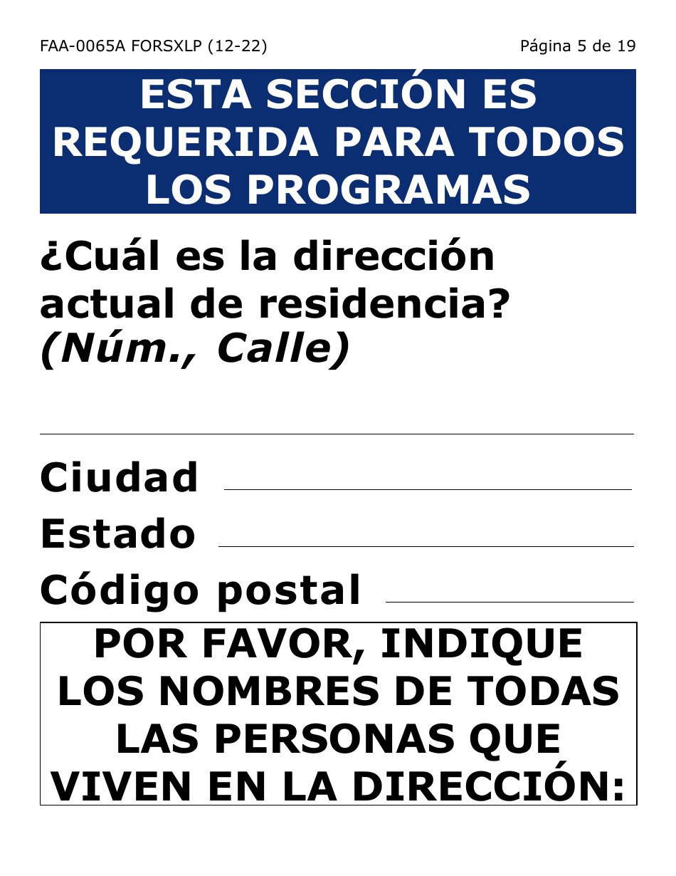 Formulario FAA-0065A-SXLP Verificacion De Situacion De Residencia / Direccion Residencial (Letra Extra Grande) - Arizona (Spanish), Page 5