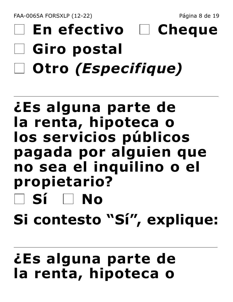 Formulario FAA-0065A-SXLP Verificacion De Situacion De Residencia / Direccion Residencial (Letra Extra Grande) - Arizona (Spanish), Page 8