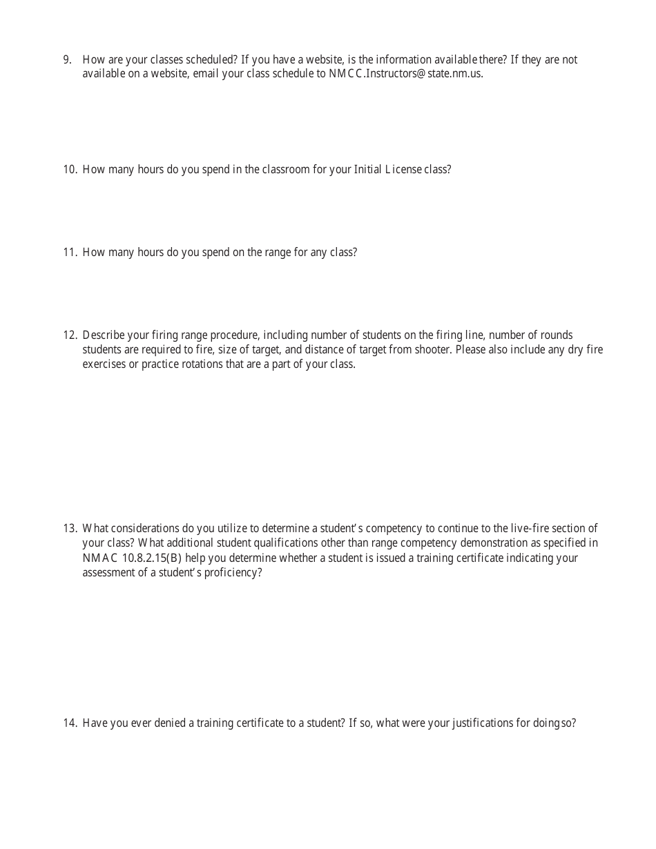 Instructor Self Audit Questionnaire - New Mexico, Page 3