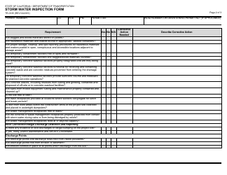 Form TR-0135 Storm Water Inspection Form - California, Page 2