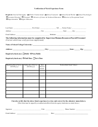 Document preview: Verification of Work Experience Form - Indiana
