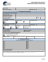 Npdes Inspection Checklist - Remediation General Permit (Rgp) - New Hampshire