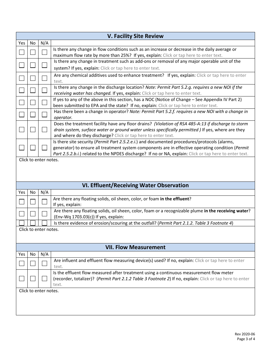 New Hampshire Npdes Inspection Checklist - Remediation General Permit ...