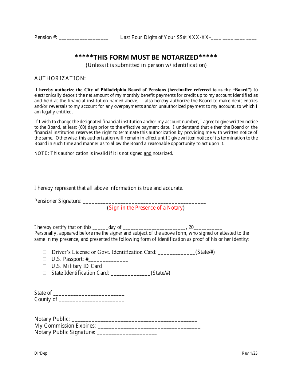 Direct Deposit Application - City of Philadelphia, Pennsylvania, Page 4