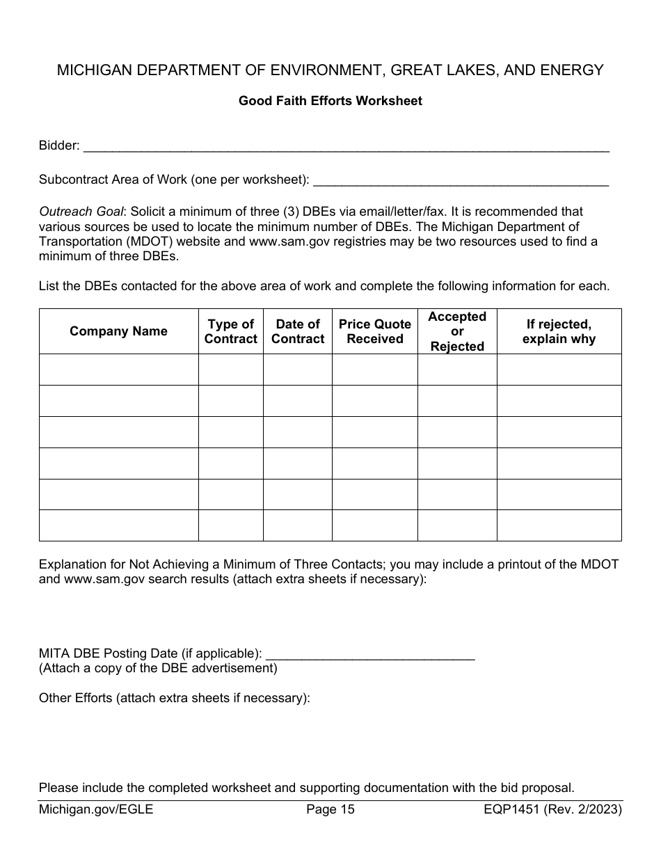 Form EQP1451 Equivalency Projects Contract Boilerplate Language - Michigan, Page 15