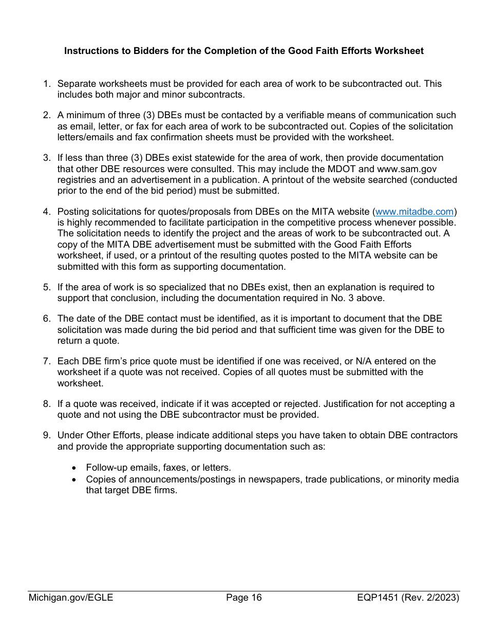 Form EQP1451 Equivalency Projects Contract Boilerplate Language - Michigan, Page 16