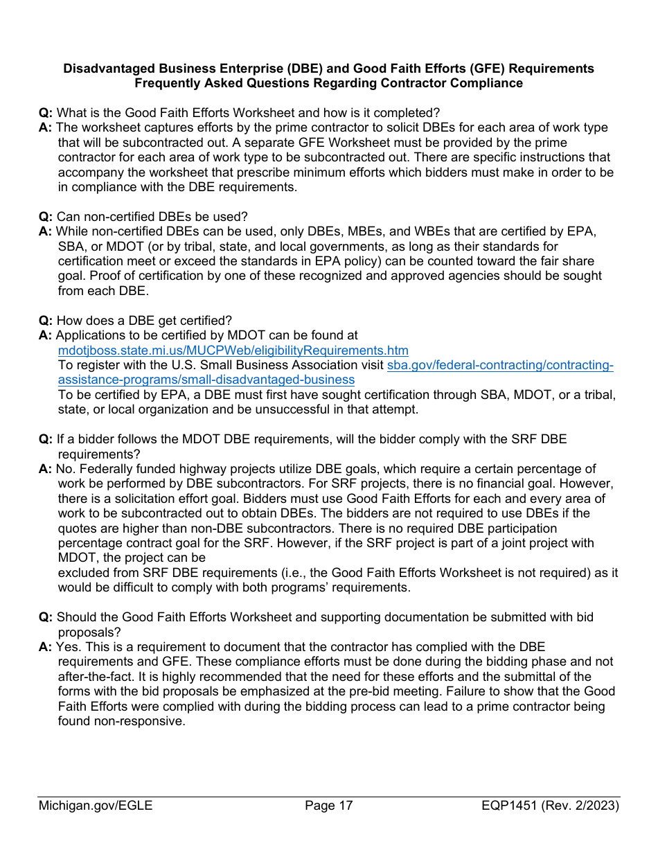 Form EQP1451 Equivalency Projects Contract Boilerplate Language - Michigan, Page 17