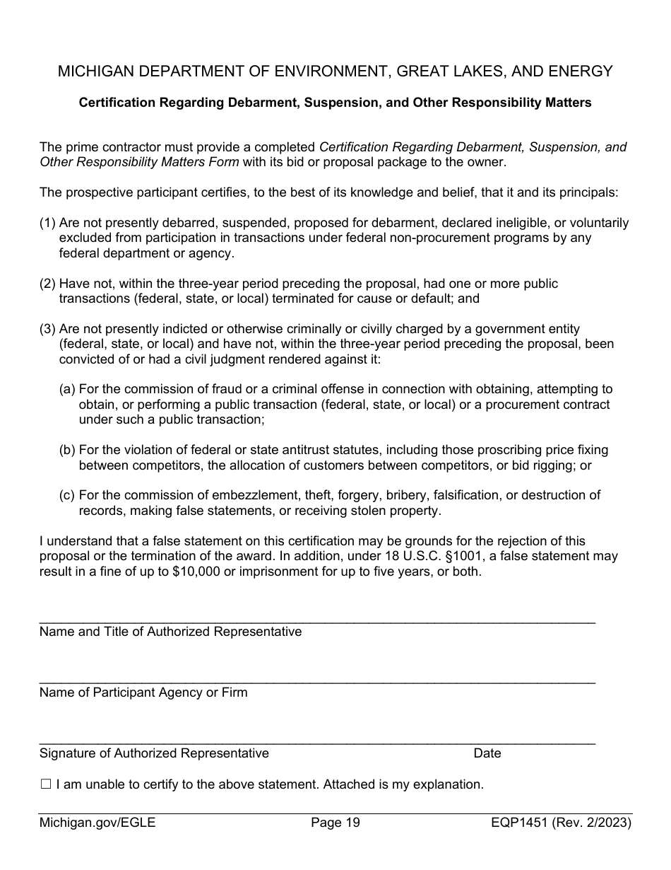 Form EQP1451 Equivalency Projects Contract Boilerplate Language - Michigan, Page 19