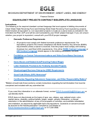 Form EQP1451 Equivalency Projects Contract Boilerplate Language - Michigan