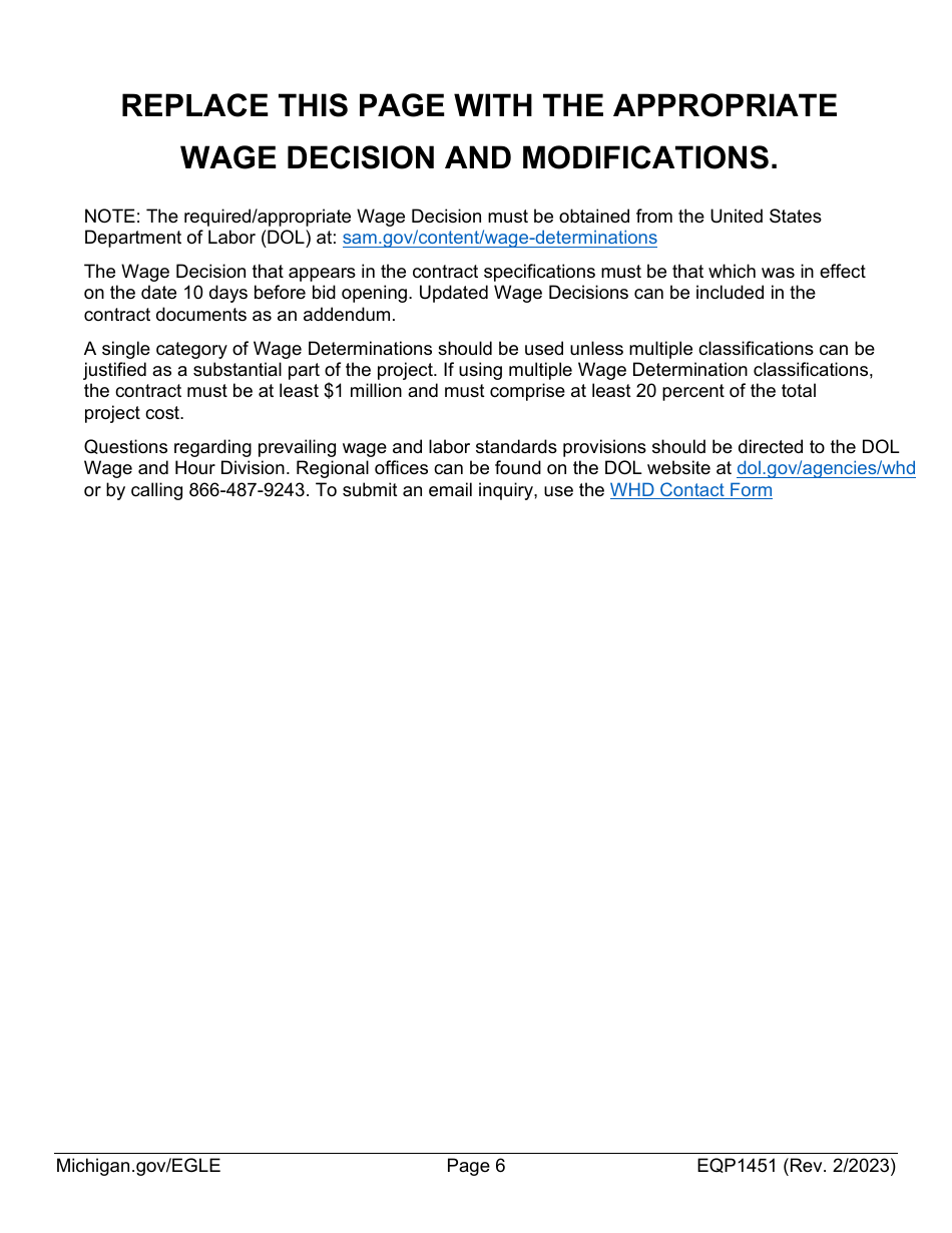 Form EQP1451 Equivalency Projects Contract Boilerplate Language - Michigan, Page 6