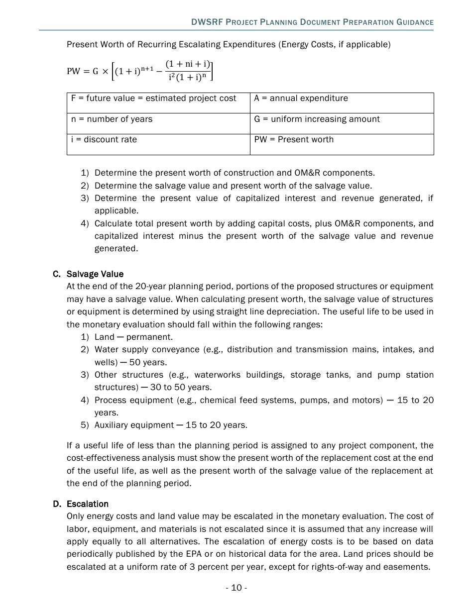 Project Planning Document Preparation Guidance - Drinking Water State Revolving Fund (Dwsrf) - Michigan, Page 10