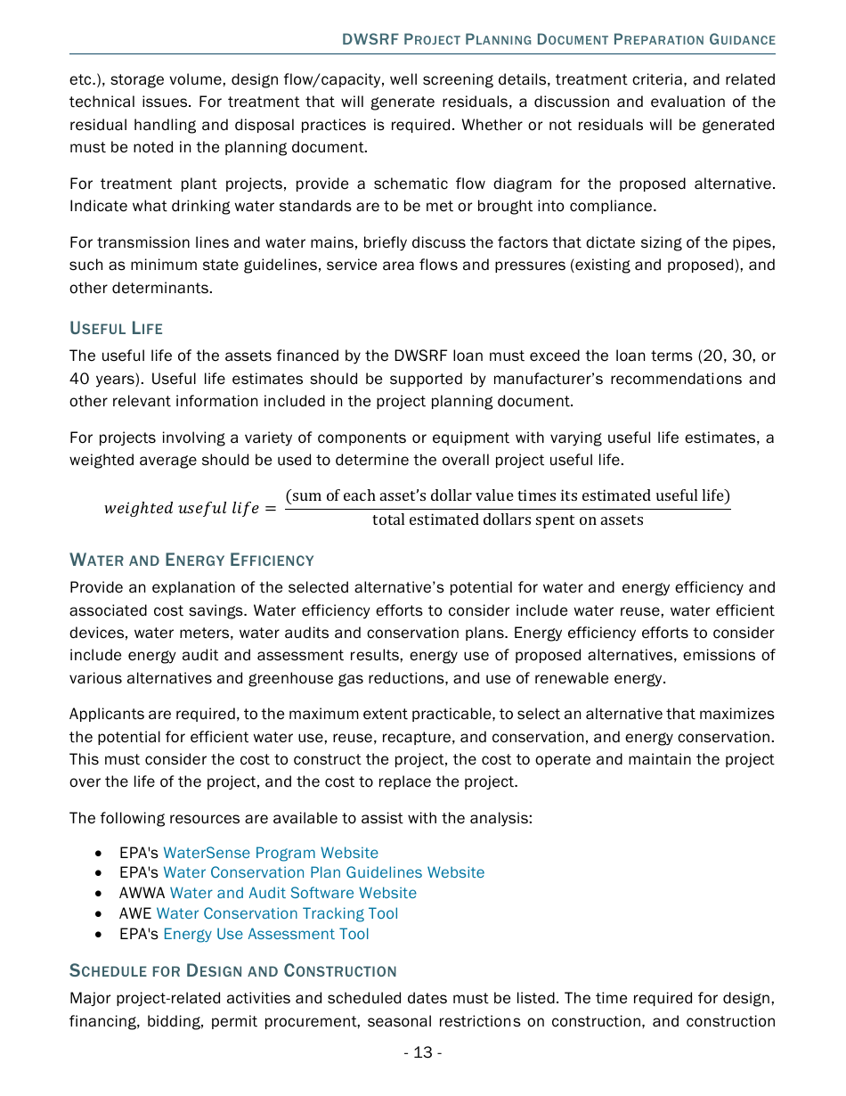 Project Planning Document Preparation Guidance - Drinking Water State Revolving Fund (Dwsrf) - Michigan, Page 13