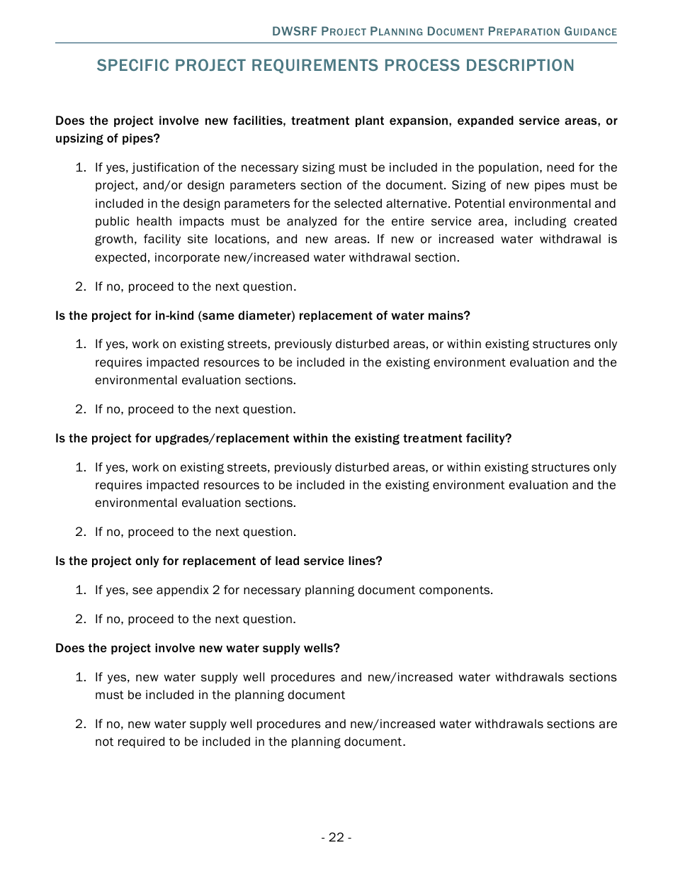 Project Planning Document Preparation Guidance - Drinking Water State Revolving Fund (Dwsrf) - Michigan, Page 22