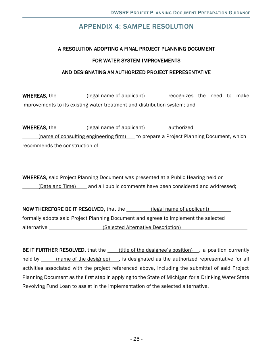 Project Planning Document Preparation Guidance - Drinking Water State Revolving Fund (Dwsrf) - Michigan, Page 25