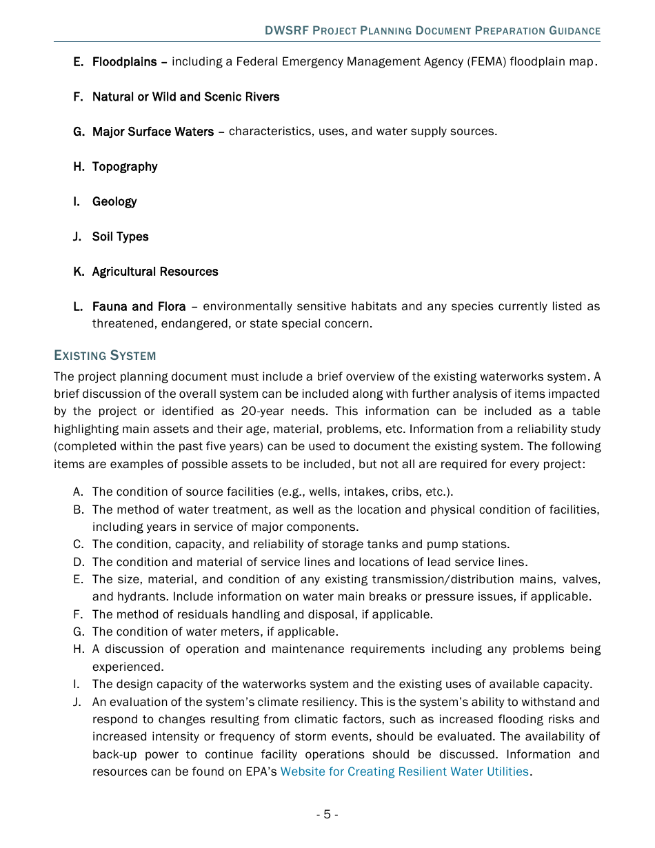 Project Planning Document Preparation Guidance - Drinking Water State Revolving Fund (Dwsrf) - Michigan, Page 5