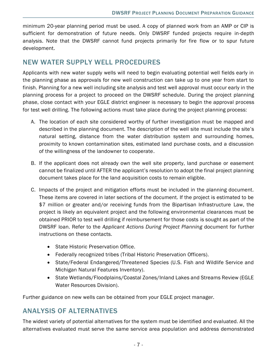 Project Planning Document Preparation Guidance - Drinking Water State Revolving Fund (Dwsrf) - Michigan, Page 7