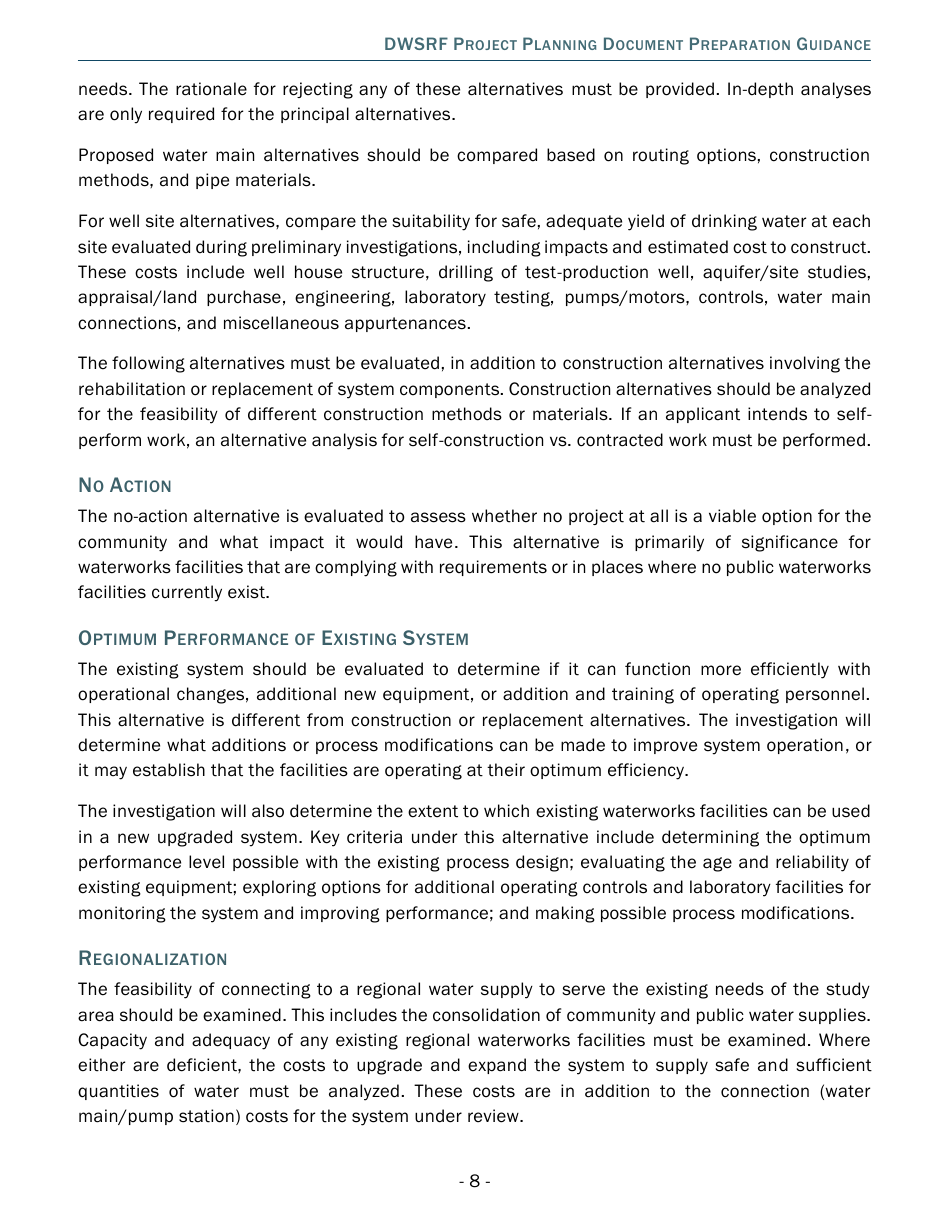 Project Planning Document Preparation Guidance - Drinking Water State Revolving Fund (Dwsrf) - Michigan, Page 8