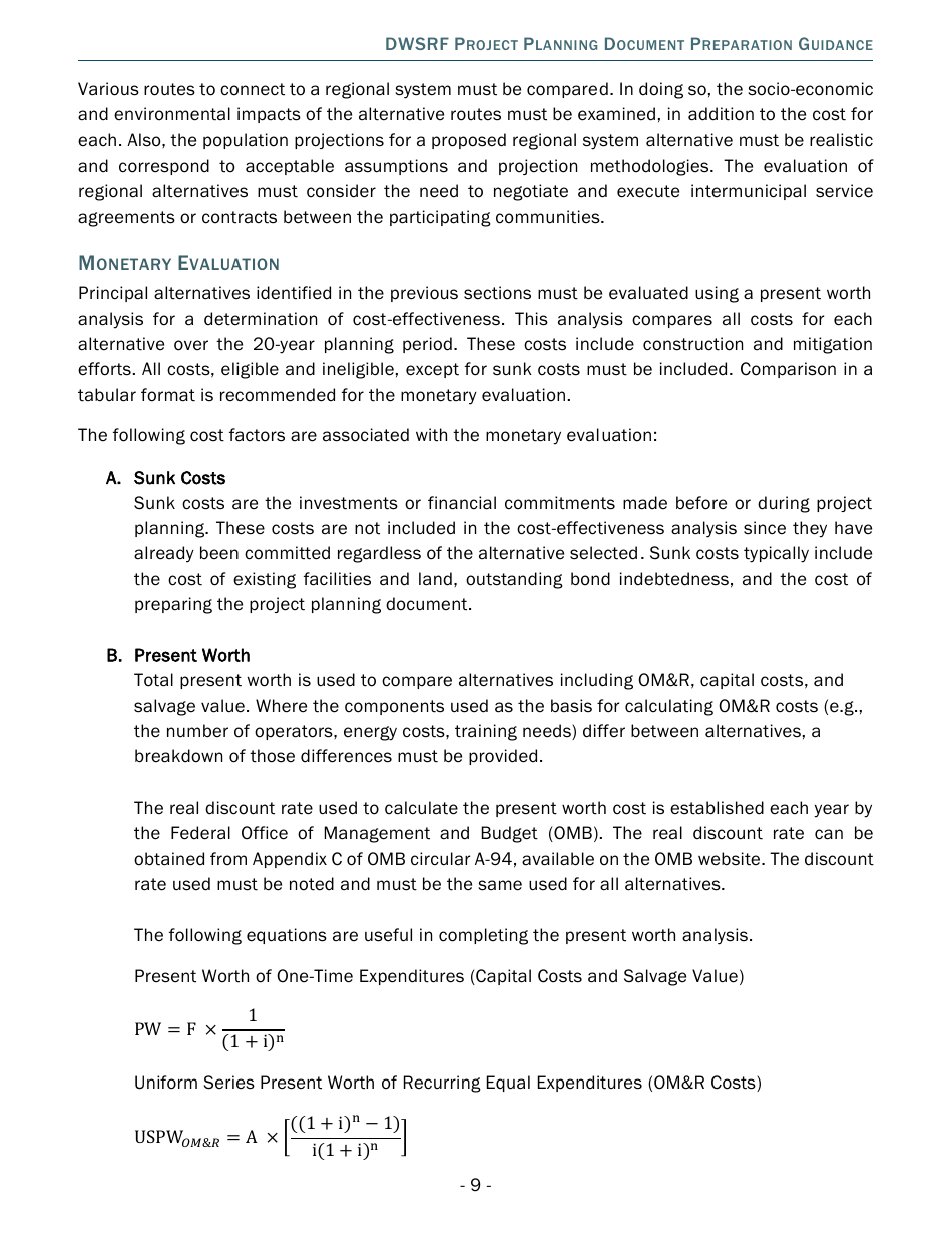 Project Planning Document Preparation Guidance - Drinking Water State Revolving Fund (Dwsrf) - Michigan, Page 9