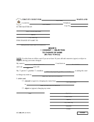 Document preview: Form CC-DR-119 Minor's Consent/Objection to Change of Name - Maryland