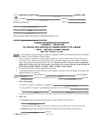 Form CC-DR-123 Parent&#039;s/Guardian&#039;s/Custodian&#039;s Consent/Objection to Judicial Declaration of Gender Identity of a Minor With/Without a Name Change - Maryland