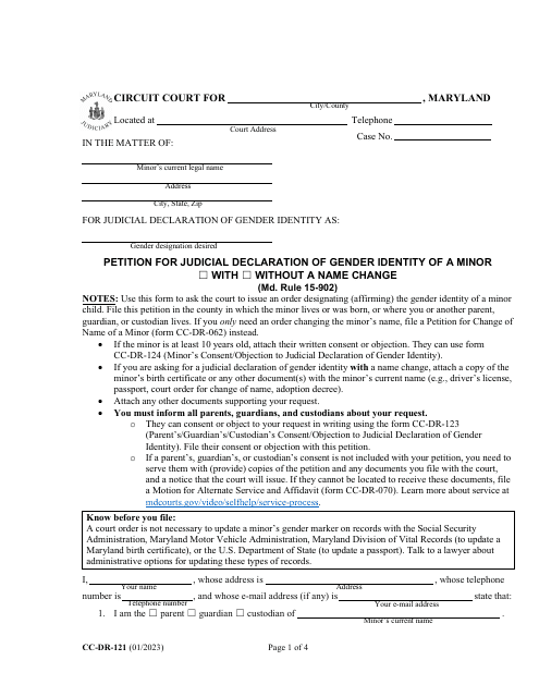 Form CC-DR-121  Printable Pdf