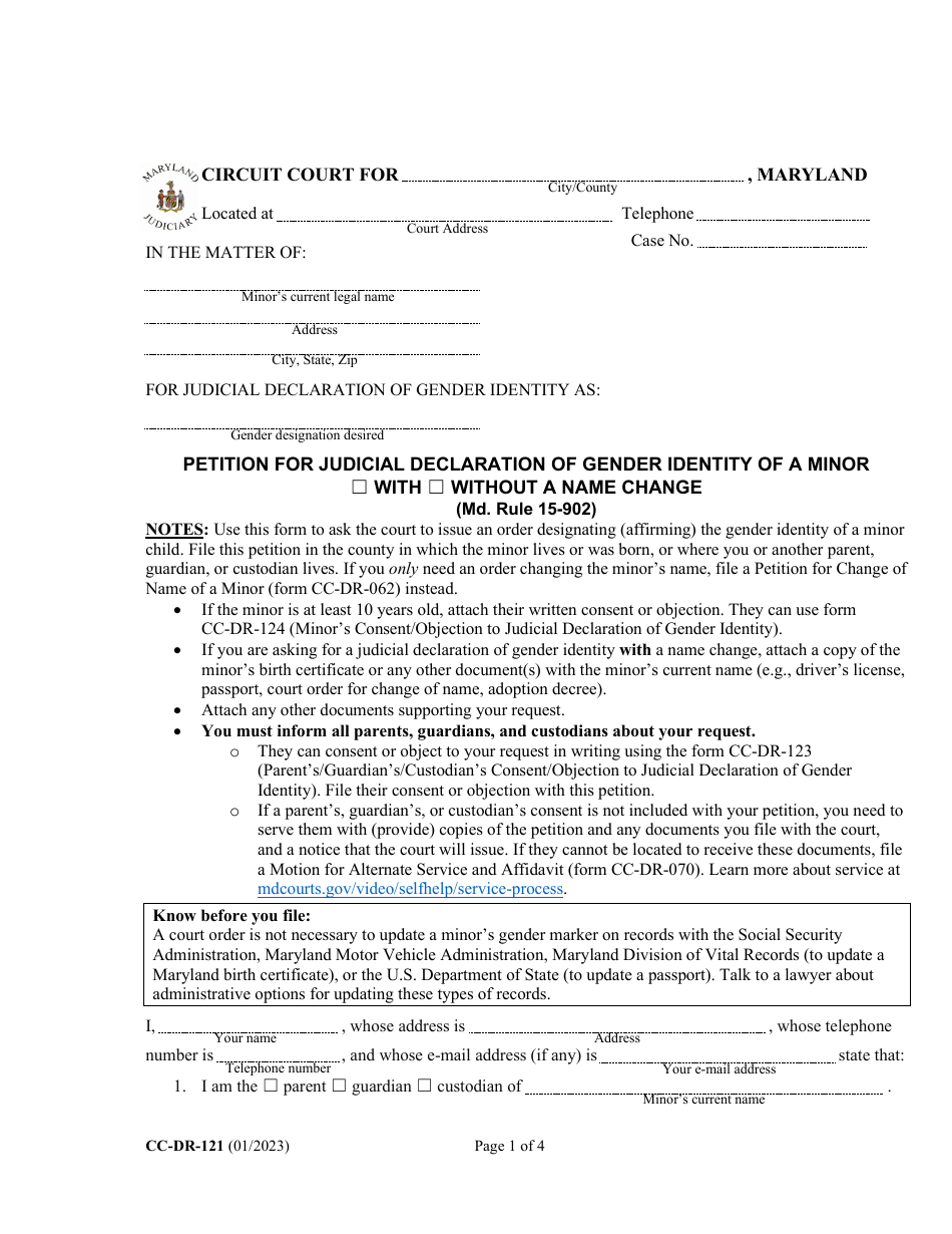 Form Cc Dr 121 Fill Out Sign Online And Download Fillable Pdf Maryland Templateroller 3984