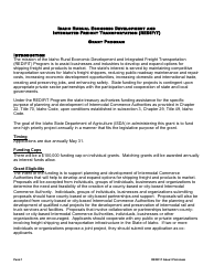Idaho Rural Economic Development and Integrated Freight Transportation (Redifit) Grant Program Application Coversheet - Idaho, Page 2