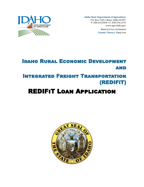 Idaho Rural Economic Development and Integrated Freight Transportation (Redifit) Grant Program Loan Application - Idaho Download Pdf