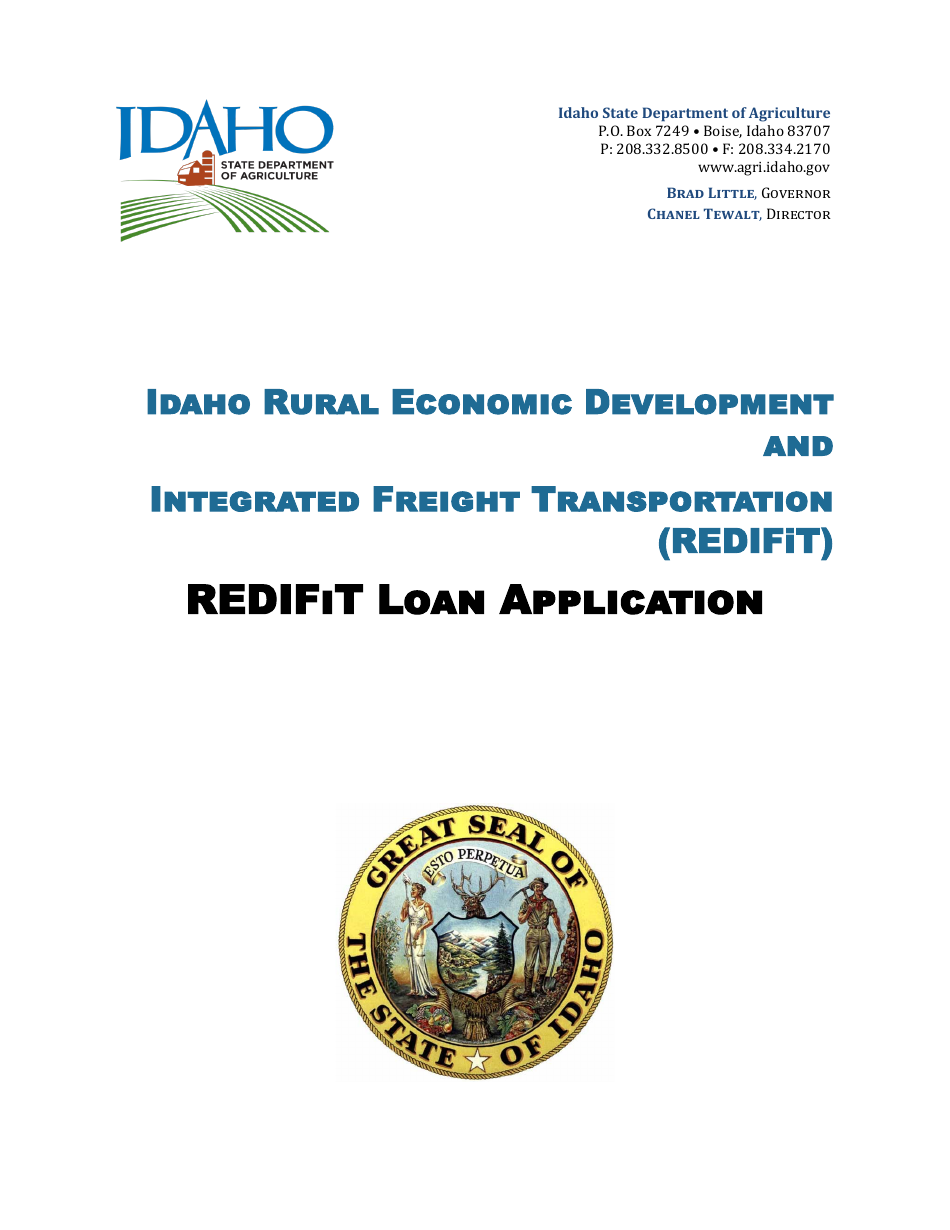 Idaho Rural Economic Development and Integrated Freight Transportation (Redifit) Grant Program Loan Application - Idaho, Page 1