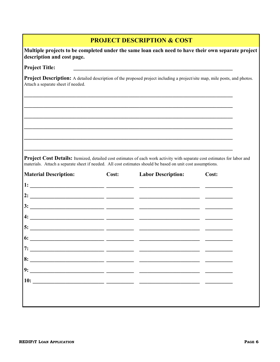 Idaho Rural Economic Development and Integrated Freight Transportation (Redifit) Grant Program Loan Application - Idaho, Page 7