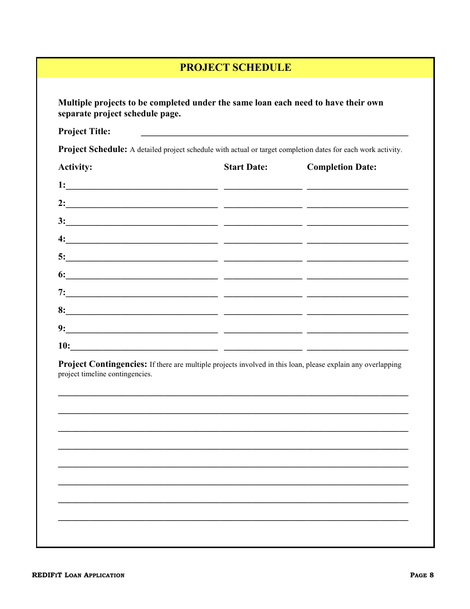 Idaho Rural Economic Development and Integrated Freight Transportation (Redifit) Grant Program Loan Application - Idaho, Page 9
