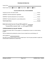 Form EQP9203 Application for Wastewater Education and Training Programs Continuing Education Course (Cec) - Michigan, Page 2