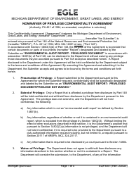 Document preview: Form EQP3461 Nonwaiver of Privilege Confidentiality Agreement - Michigan