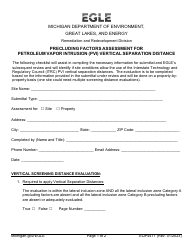 Form EQP4471 Precluding Factors Assessment for Petroleum Vapor Intrusion (Pvi) Vertical Separation Distance - Michigan