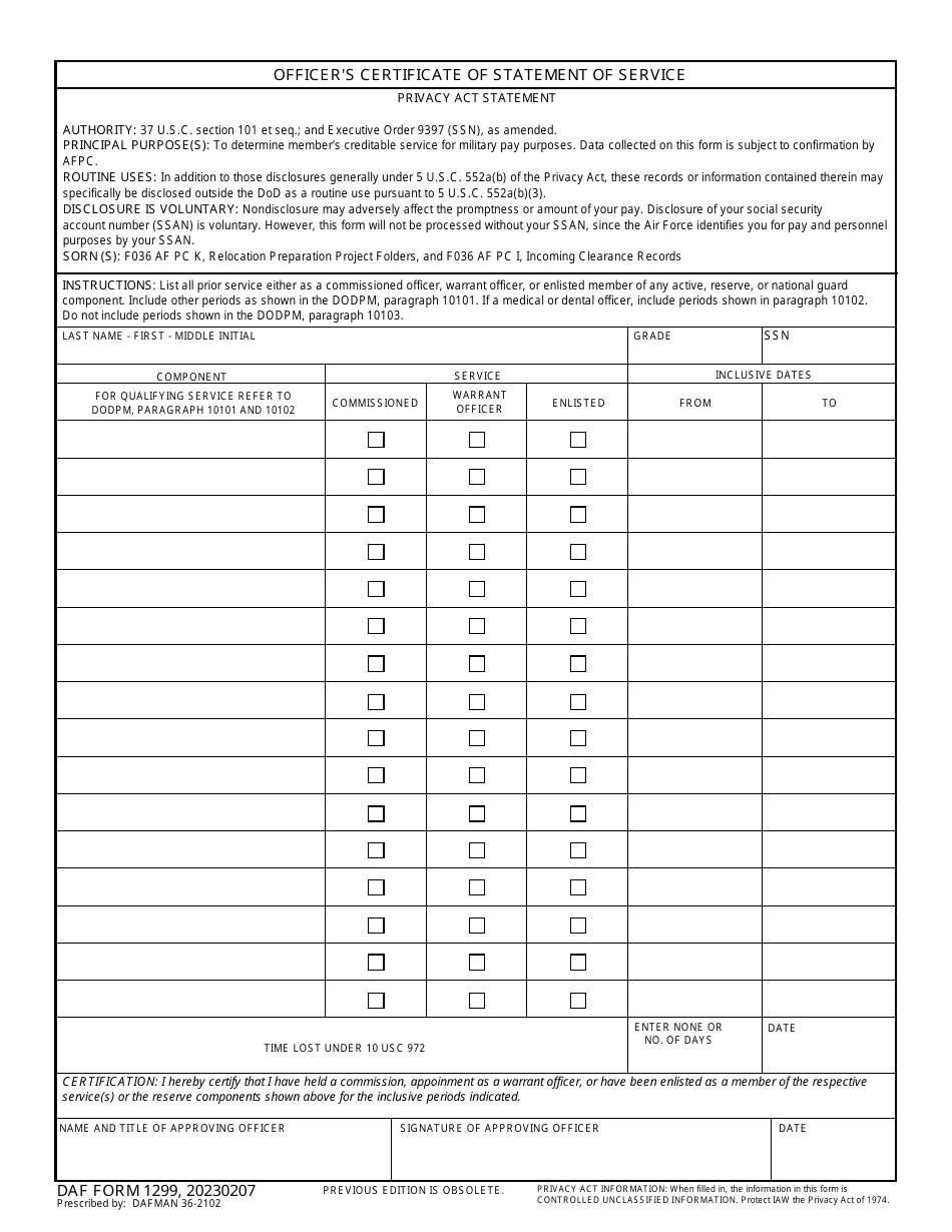 DA Form 1299 - Fill Out, Sign Online and Download Fillable PDF ...