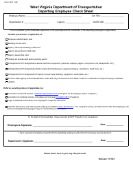 Document preview: Form DOT-508 Departing Employee Check Sheet - West Virginia